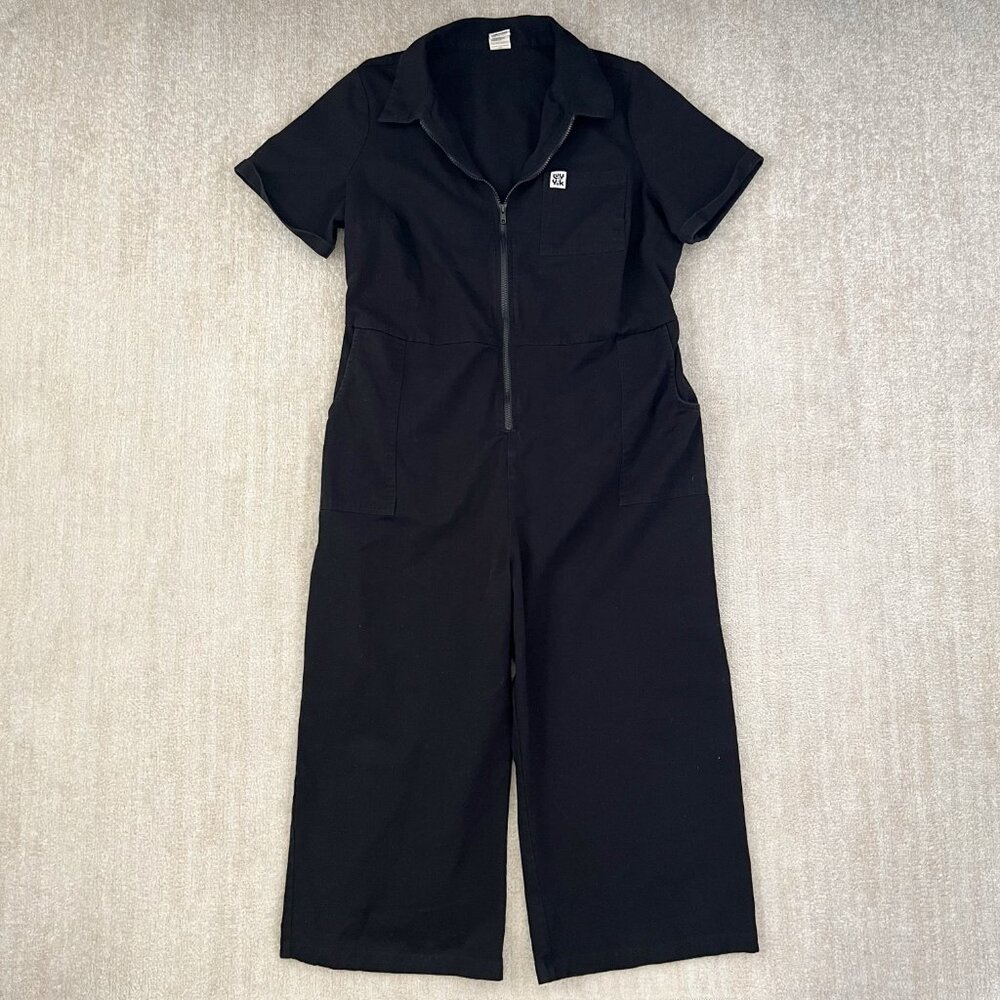 Lucy & Yak Ragan Black Cotton Wide Leg Short Sleeve Crop Jumpsuit 18